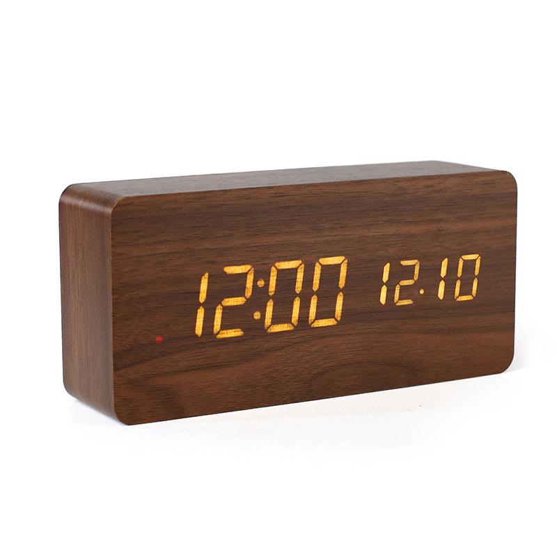 Smart Radio Clock Digital Japanese Radio Wave Creative Wooden Electronic Clock Thermometer Luminous Student Alarm Clock