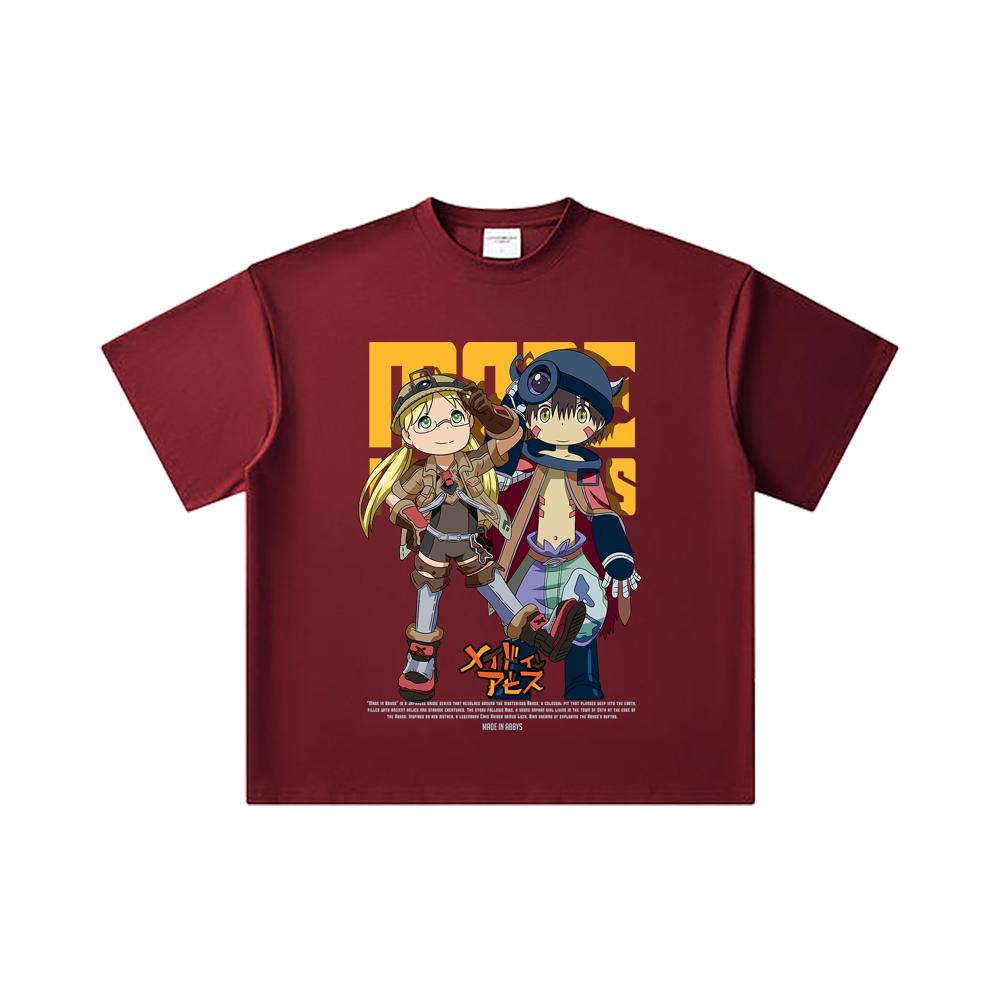 

260 GSM Double Yarn 32 Count 100% Cotton Made in Abyss V1 Print Unisex Heavy Cotton T Shirt 2XL вина червоного кольору