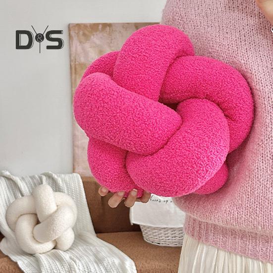 Pillow Manual Braided Knot Round Ball Shape Plush Elastic Sleeping Companion Sofa Couch Decoration Throw Pillow Photography Cushion