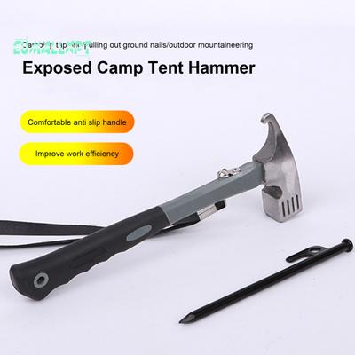Camping Hammer with Stake Puller Ergonomic Handle Rustproof Corrosion Resistant Outdoor Tent Hammer Camping Supplies
