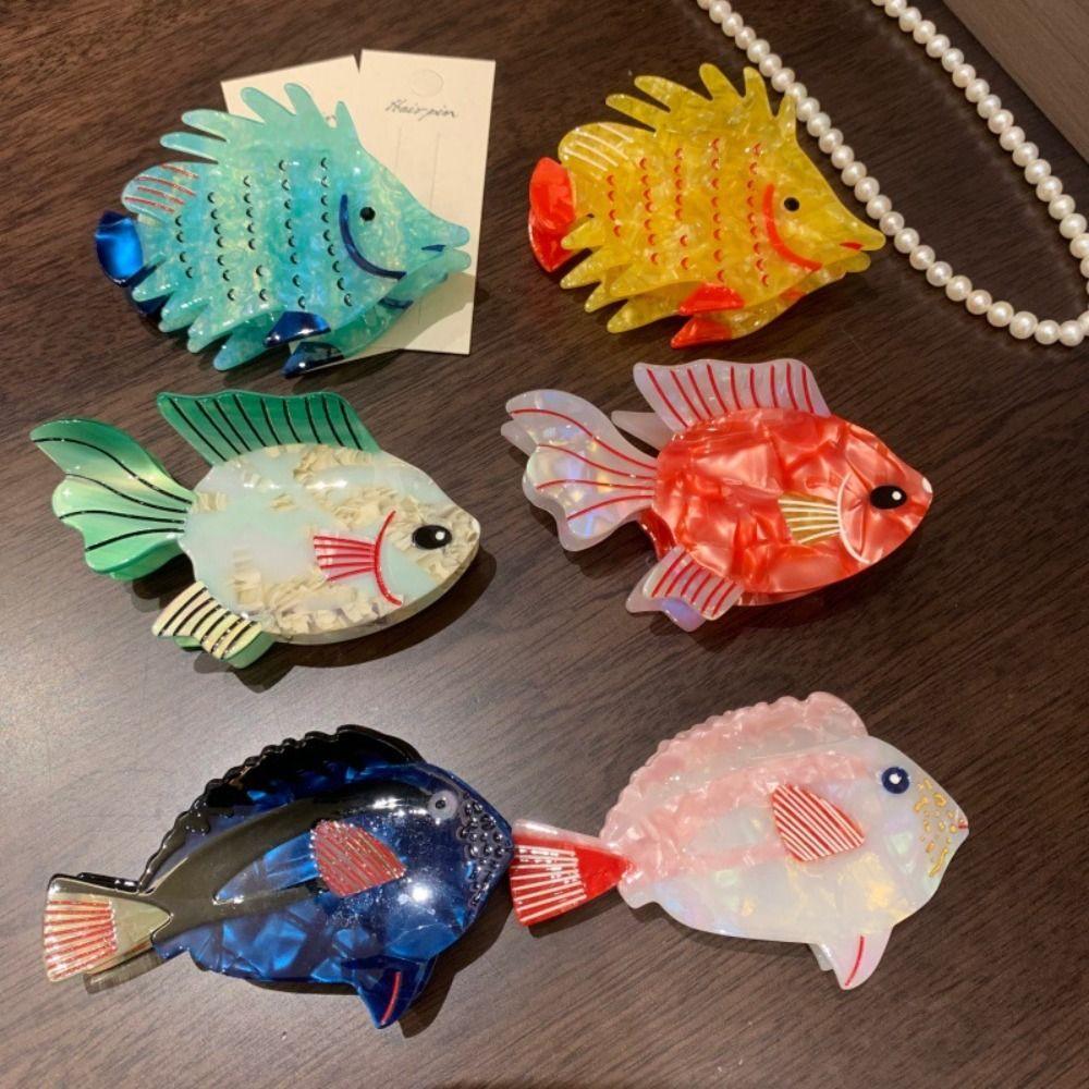 Large Marine Life Fish Hair Clip Colorful Fish Grab Clip Acetic Acid Hairpin Streetwear