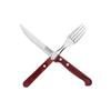 Tramontina Polywood Natural Wood Handle Steak and Table Plus Set of Made In TRAMONTINA Heavy-Duty Knife, 22cm, Fork, 21cm, Long, 2, Dishwasher-Safe,