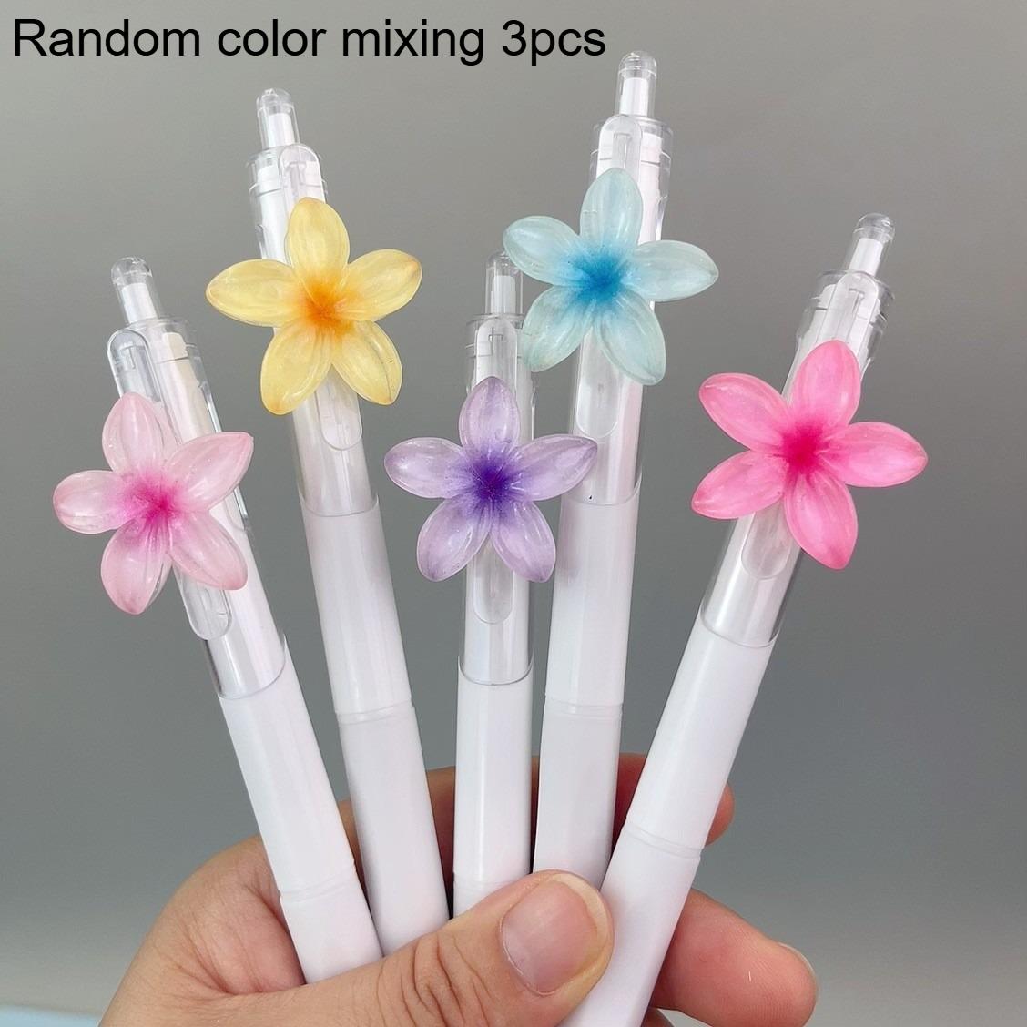 

3/5pcs Black Ink Ballpoint Pen Set Cute Floral Quick-Dry Writing Pens Creative Stationery Collection,Gel Pens,Office Accessories
