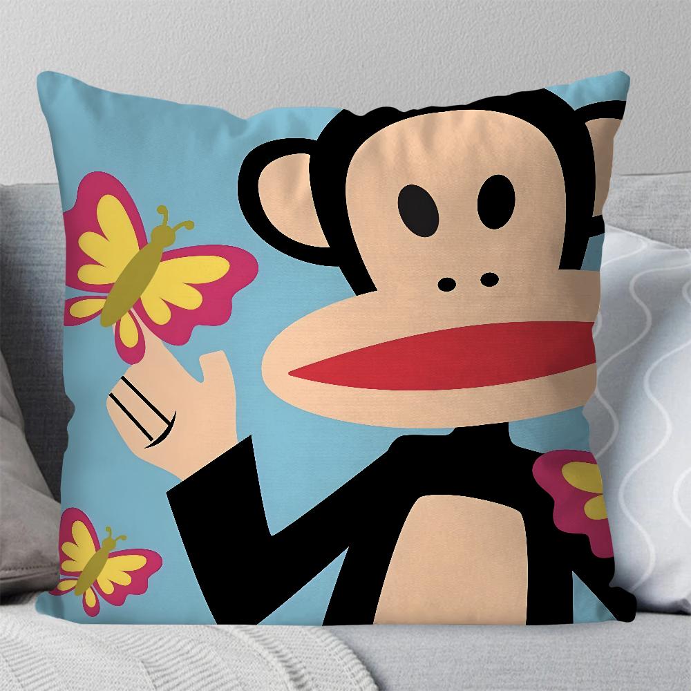 Cartoon P-Paul Frank Monkey Pillow Case Square Pillow Bedroom Sofa Leisure Comfort Cushion Car Living Room Home Decoration 40X40