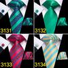 Hi-Tie Business Formal Striped Tie Jacquard Woven Silk Necktie Handkerchief Cufflinks Set for Men