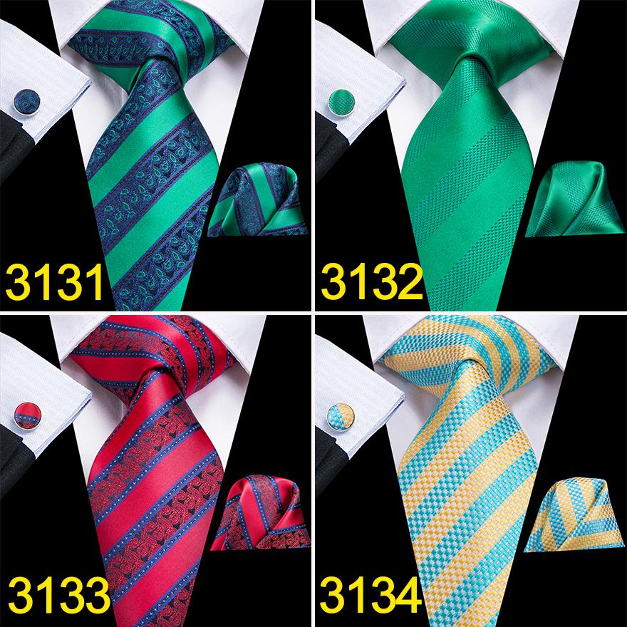 Hi-Tie Business Formal Striped Tie Jacquard Woven Silk Necktie Handkerchief Cufflinks Set for Men