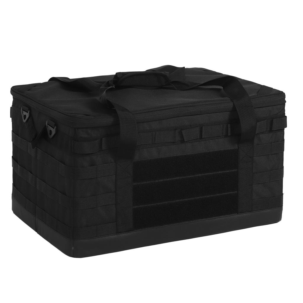 60L Camping Storage Bag with Removable Dividers Multiple Pockets Anti Slip Waterproof Black Camping