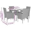 VidaXL Garden Dining Set and Cushions 5 Pcs Black Rattan Glass 3278600