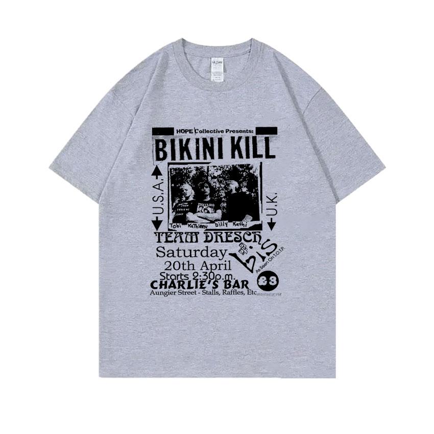 Punk Rock Band Bikini Kill Graphic Print Tshirt Unisex Women Vintage Oversized Short Sleeve Tops Tshirt Unisexs Casual Cotton T Shirt