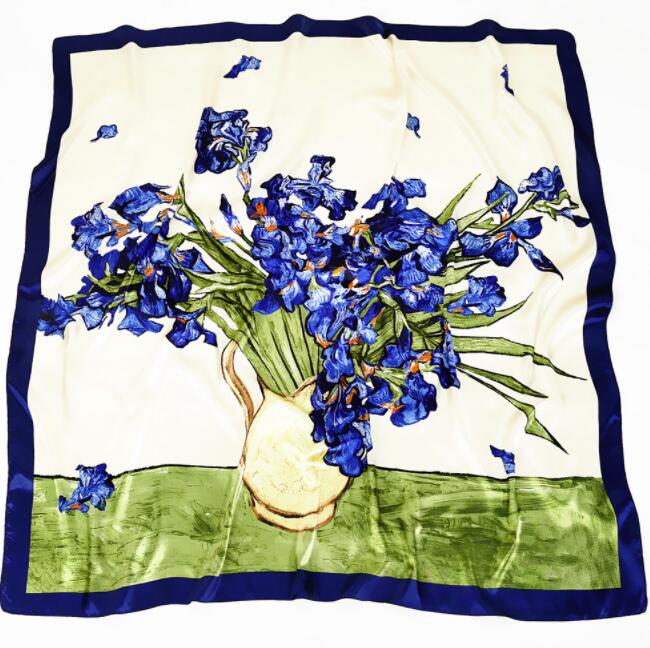 New Designs 90*90cm Square Silk Scarves Women Foulard Head Scarf Ladies Shawl Wrap Bandanna Female Chiffon Hijab Beach Scarf