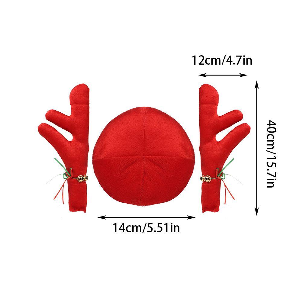 Christmas Car Decoration Antlers Red Nose Set Reindeer Decoration Vehicle Red Nose Elk Horn Decor Set Christmas Ornaments