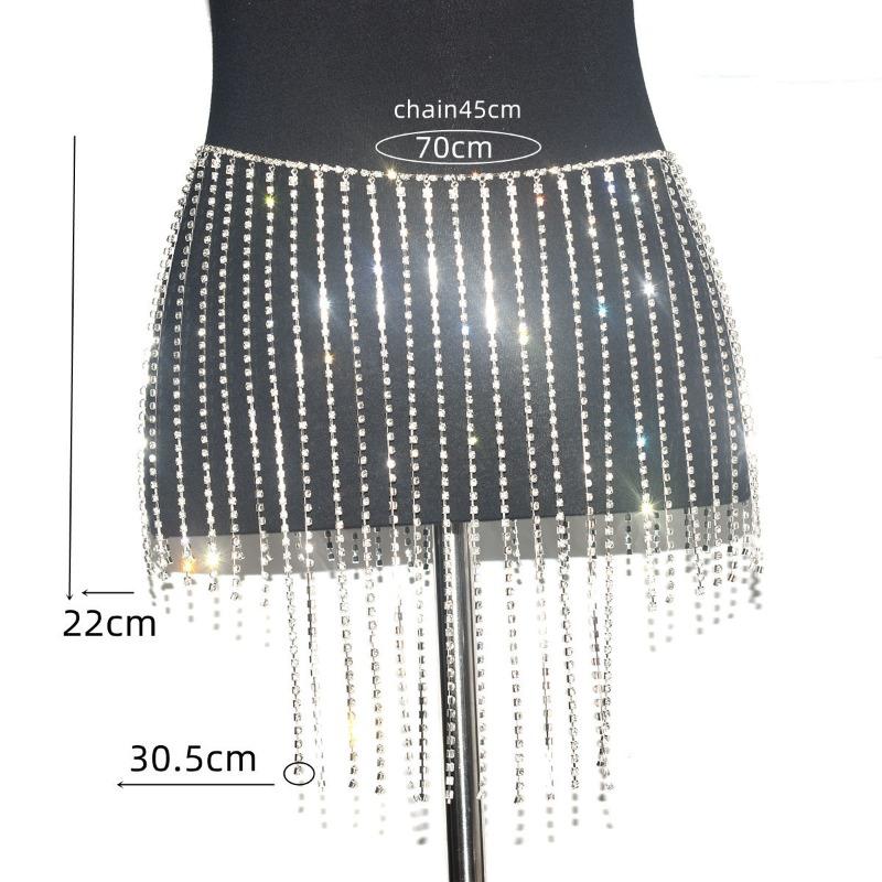 Waist Chain Body Chainsexy Shiny Tassel Rhinestone Skirt Belly Dance Body Chain