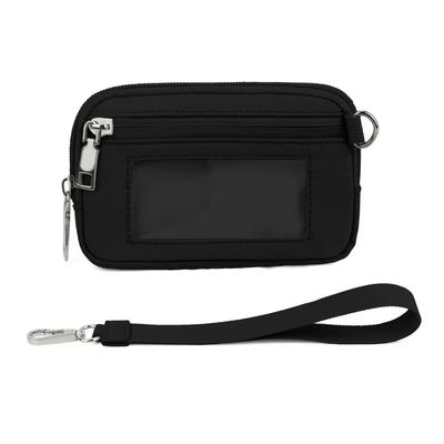 Wasserdichtes Nylon-Damen-Geldbörse Iris mit Armband und Schlüsselanhänger, Kartenetui mit Reißverschluss und Ausweisfenster