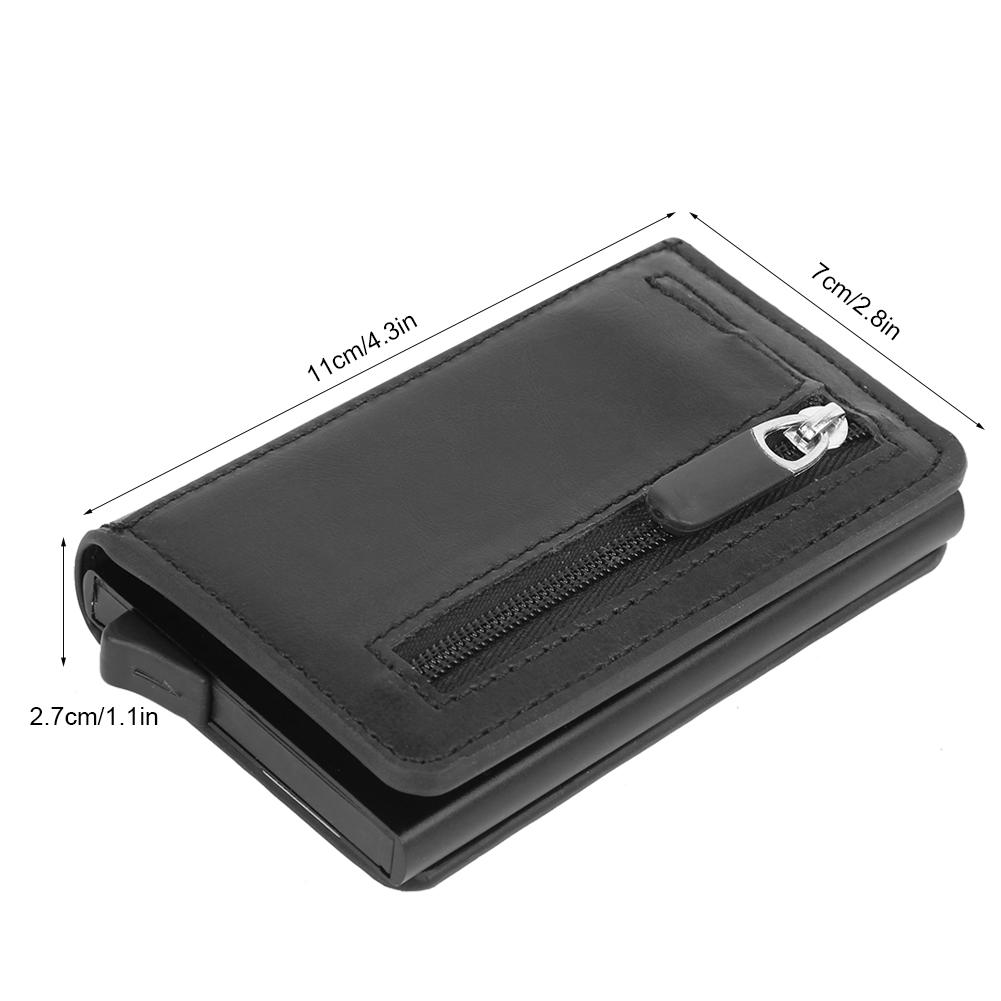 Fashion Portable Unisex PU Leather RFID Blocking Card Bag Holders Anti Theft Change Purse Wallet(Black )