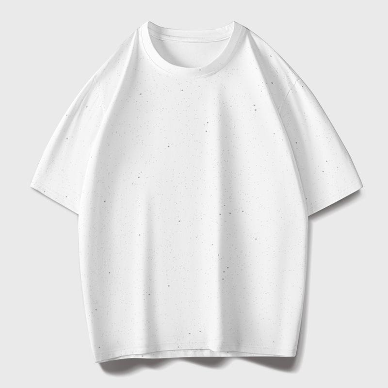 Starry Sky Solid Color Round Neck Pure Cotton Short Sleeved T-shirt for Men s Summer Versatile Base Top XXXXL