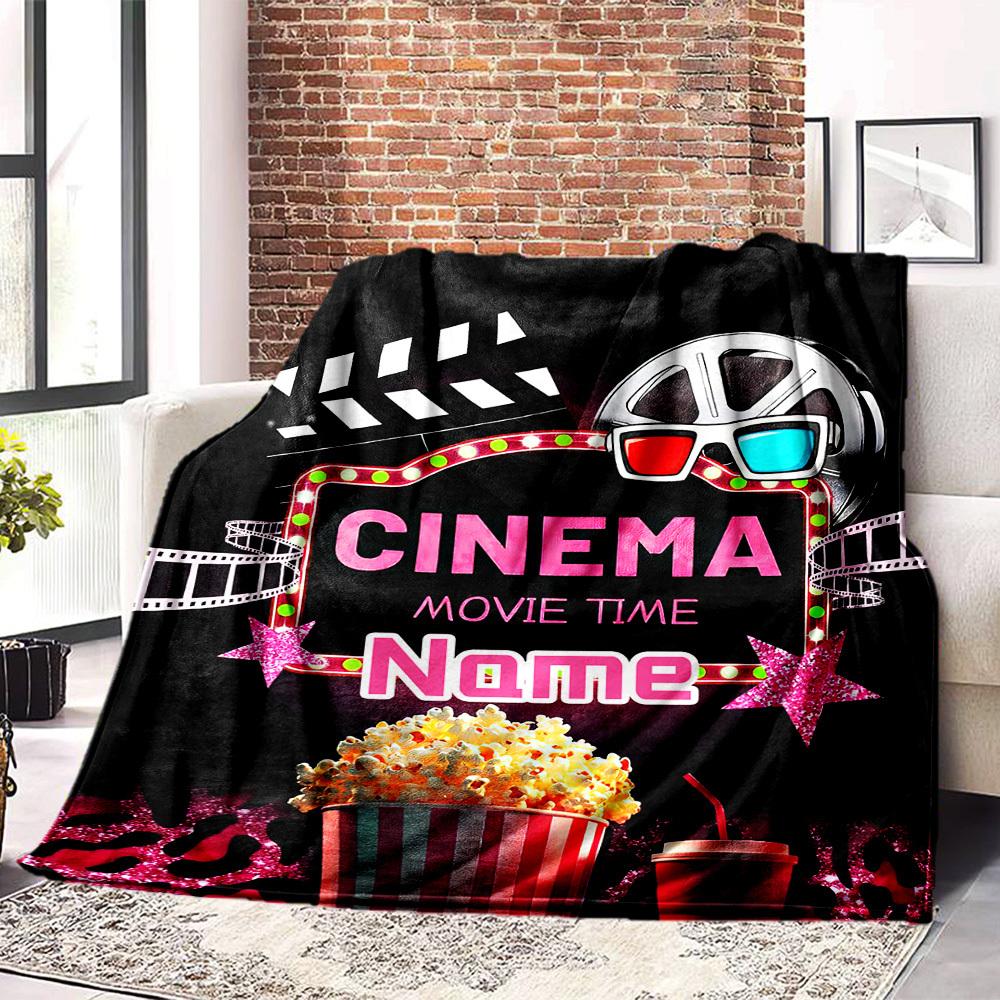 Cinema Movie Time Personalized Blankets Cozy Soft Lightweight Allseason Multipurpose Blanket For Picnics Sofas Offices Beds Living Rooms Perfect Gift
