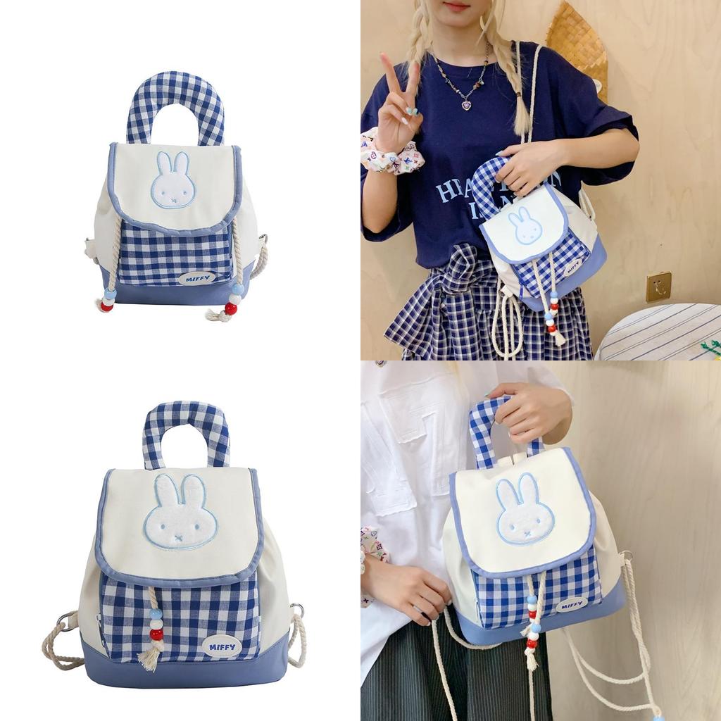 Mini Zaino Cartone Animato Coniglio Miffy Per Bambine In Materiale Di Nylon Con Tasca Interna Per Uso Scolastico