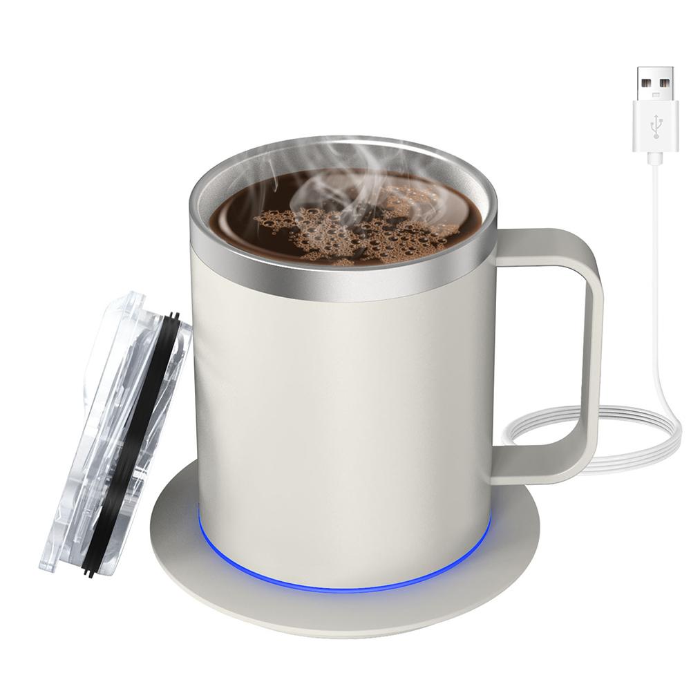 Self-Heating Coffee Mug - 12oz USB Electric Heated Mug Heat 131-149℉ Smart Warming Travel Mug Double Layer Food Grade Cup Warmer