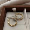 Gold and Silver Two-color Woven Ring Earrings, Ear Buckles, Exquisite Retro Personality and Advanced