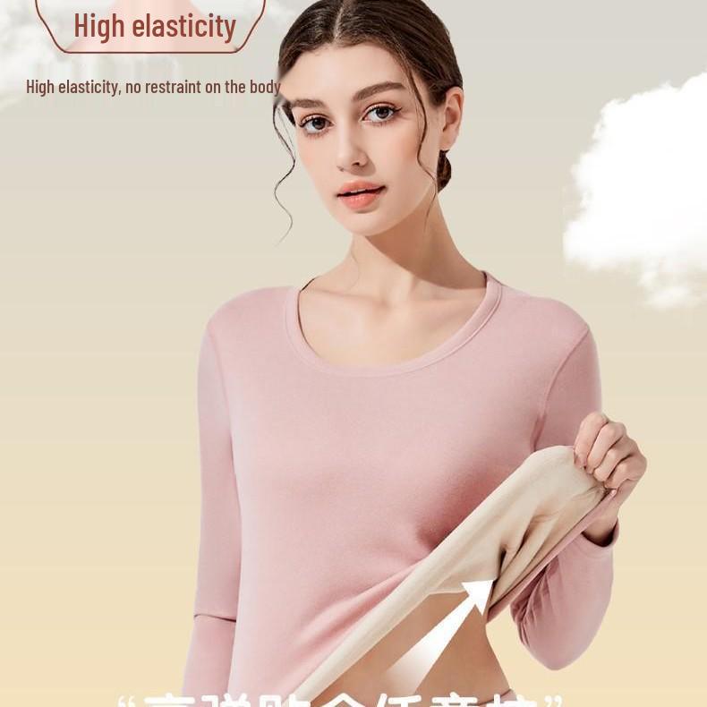 Women's Self-Heating Cashmere Silk Base Layer Set: Warm, Slim Fit, Plus Velvet, Thickened, Autumn/Winter Underwear & Pants