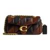 Tabby 20 diseño acolchado patchwork logo dorado cuero de oveja bandolera bolso de hombro pequeño para mujer arce marrón oscuro