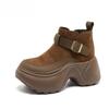 New Women Ankle Boots Platform High Heels Shoes Chelsea Pumps Trend Sport Short Boots Buckle Suede Shoes Mujer Snow Botas