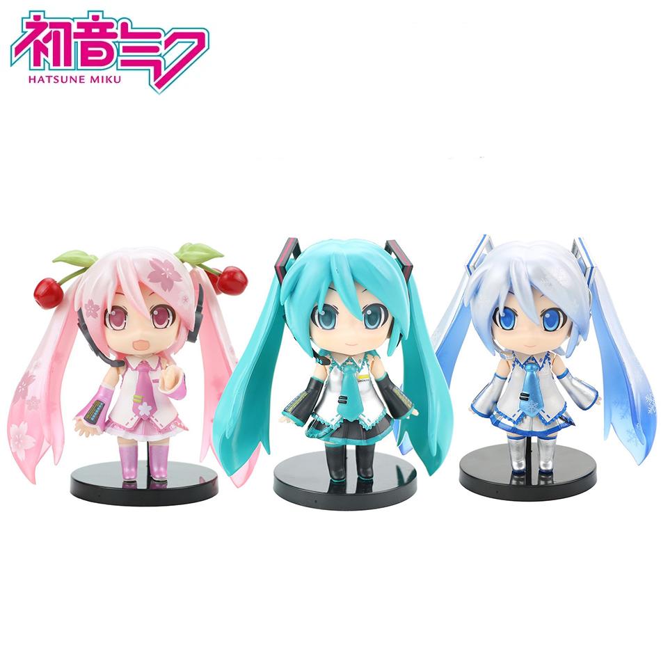 Hatsune Miku Figure Mini Character Ornaments Kawai Pink Green Hatsune Home desk Decoration Adult Toy