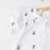 Conjunto de Falda Plisada Preppy de Verano para Niñas con Manga Corta Fruncida y Bordado de Conejo Conjunto de Dos Piezas para Niños