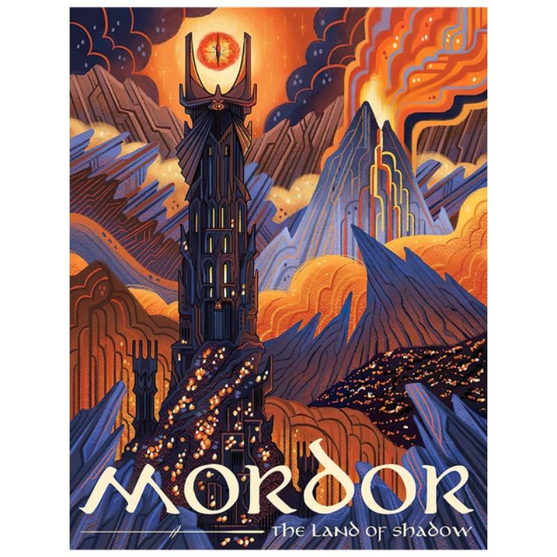 Anello Astratto Arte Poster da Viaggio Retrò Film Vintage Castello di Mordor Signore Magia Pittura su Tela Parete Camera da Letto Bambino Decorazioni per la Casa Quadro