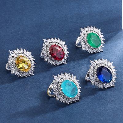 Jewelry Color Treasure Retro Simulation Color Treasure Ring Denier Shape Adjustment Mouth Ring Main Stone 10 * 14