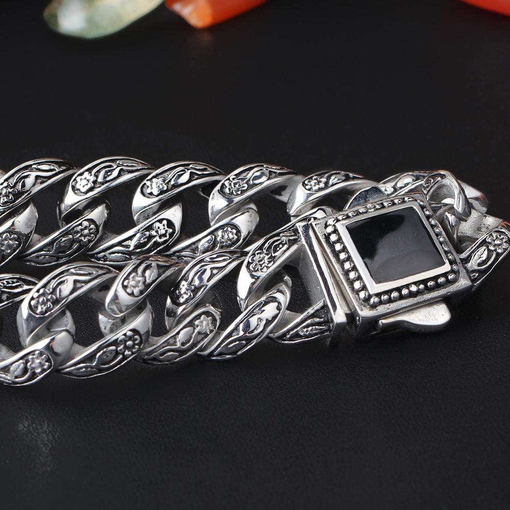 Steel Man Stainless Vintage 316l Bracelet For Men 15mm Width Curb Chain Bracelets Mens Birthday Jewelry Gifts For Dad Boyfriend