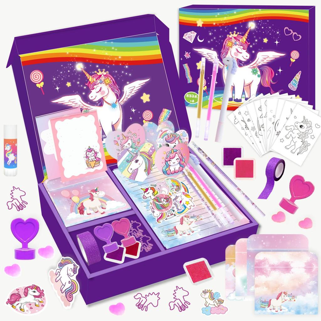 DIY Journal Kit Unicorn Purple Scrapbook Stickers Stationery for Girls Creative Birthday Gift Craft Set