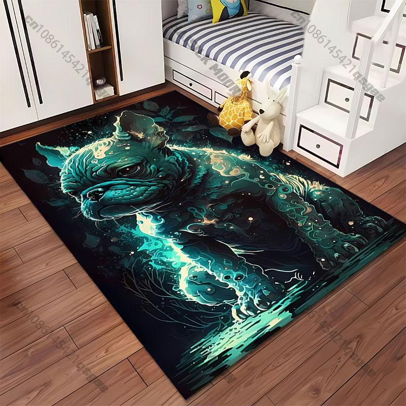 Mystical glowing dog in nature carpet Yoga living room room decor children's crawling mat doormat area rug games mat
