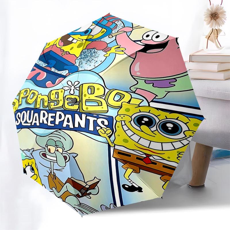 

1pc SpongeBob SquarePants Automatic Folding Umbrella - Portable 3-Fold Design, 8-Bone Iron Frame, Outdoor, Ideal Gift for Fans, Travelers, Everyday Us