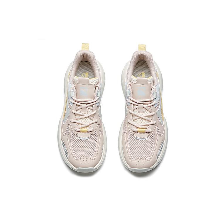 Anta Mesh, Synthetic Leather Abrasion Resistant Breathable Low top Chunky Sneakers Women's Lotus Gray 922027033-5