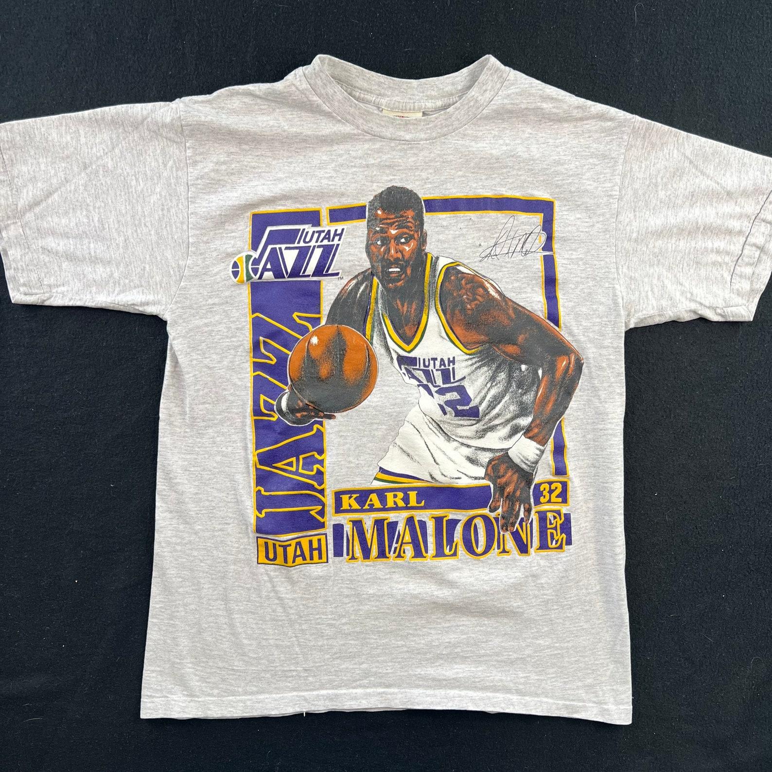90’s Karl Malone Nutmeg Player Card T shirt Sz Large M