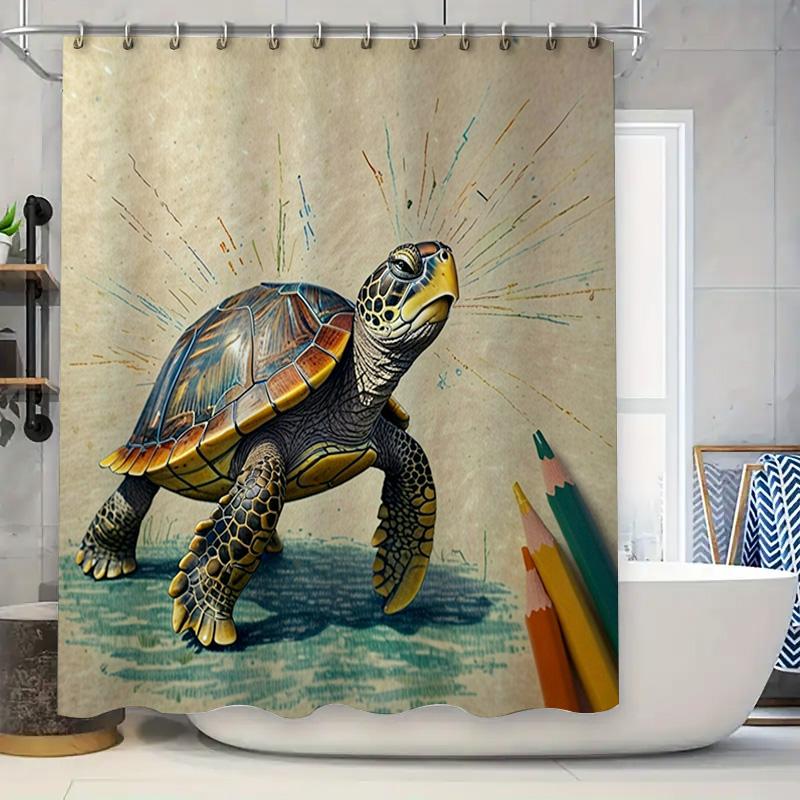 

Colorful Turtle Shower Curtain With Pencils Art Waterproof Bathroom Decor For Home Improvement Living Room Furniture Set Decorat W60H190(CM)-1 Pcs