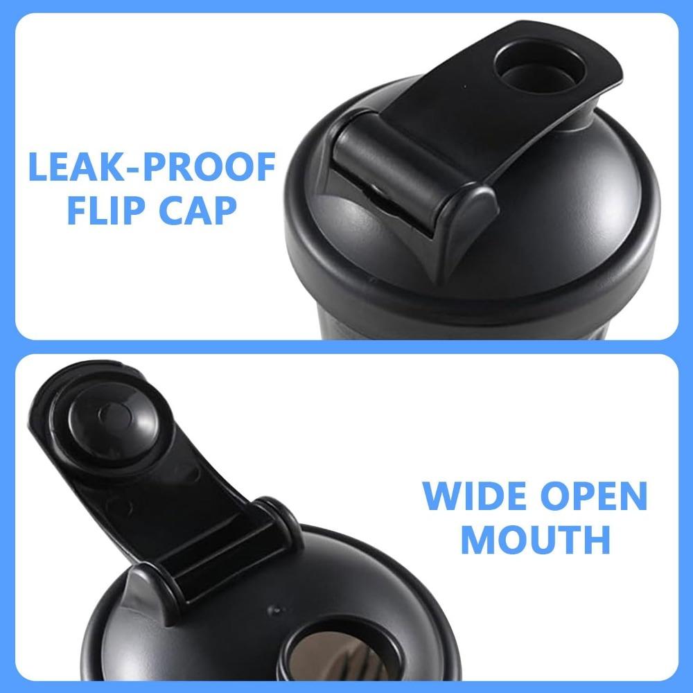 Butelka shakerowa na białko 400 ml z drucianą kulką do mieszania, bez BPA, szczelna, można myć w zmywarce do mieszania koktajli w proszku