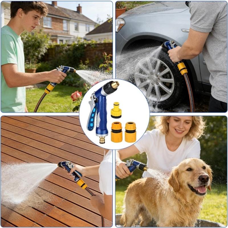 Garden Hose Spray Nozzl Heavy Duty Water Gun High Pressure Watering Attachment