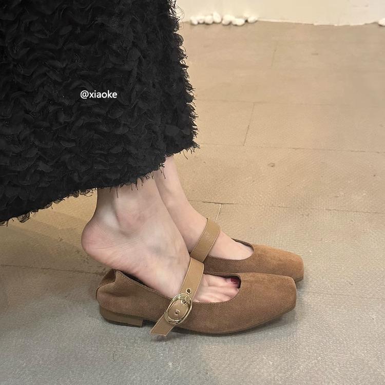 

XINZHOU temperament shallow single shoes women s spring and autumn new French retro with skirt square head fairy style 39