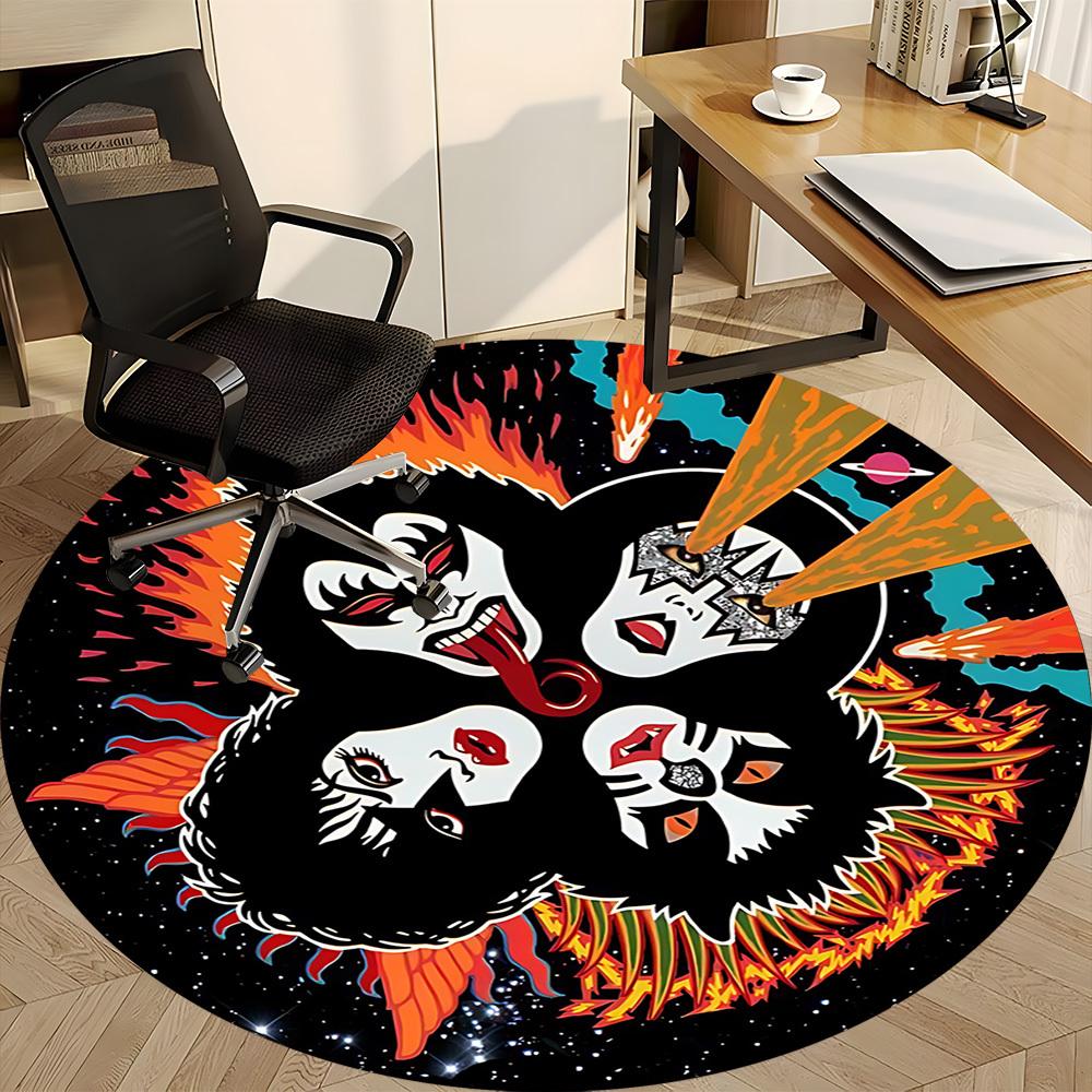 1pc KISS Band Office Round Area Rug, Under Office Chairs Bedroom Living Room Home Decor  a1016306