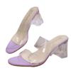 Fashion Versatile Transparent High-heeled Slippers Women's 2025 Summer New Wear Crystal Open-toed Cool Slippers Non-slip Versatile