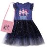 KPop Dämonenjäger Kleidung Kinder Kurzarm Freizeitkleid Baby Mädchen Spitzenkleid mit kleiner Tasche Kinder Hochzeitsfeier Vestidos