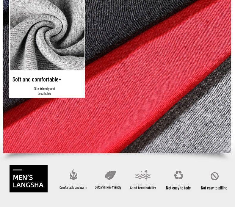 Men's 100% Cotton Lightweight Autumn Trousers - Warm, Comfortable Winter Base Pants