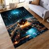 Futuristic Sci-Fi Cityscape with Glowing Soccer Ball Pattern Carpet Suitable for Use As an Anti-slip for Living Room Bedroom Sofas