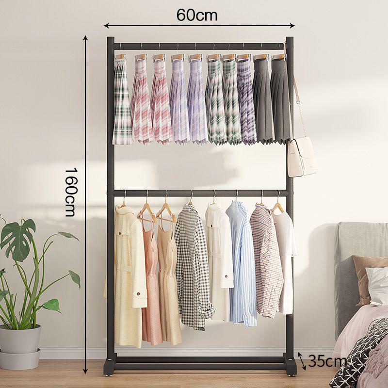 Double-Layer Hanger: Space-Saving Floor Rack for Clothes and Hats