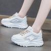 Soft leather thick-soled popular dad shoes women's height increased by 5cm spring and autumn mesh breathable sports casual white shoes