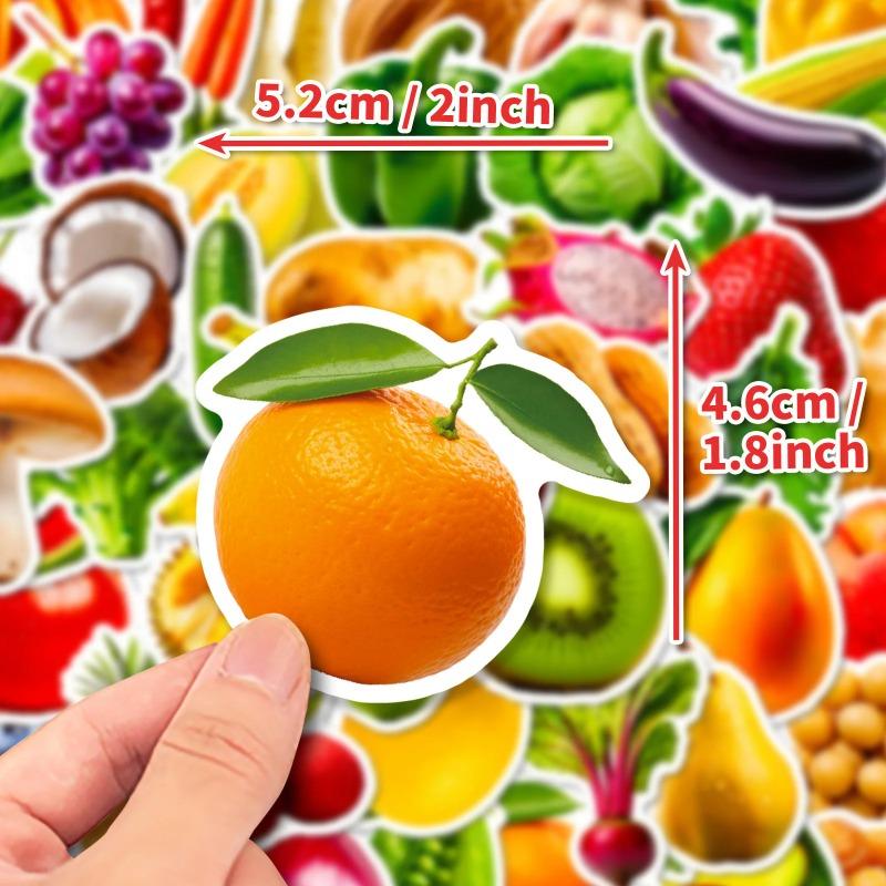 50PCS Vivid Fruit & Vegetables Grape Cherry Carrot Broccoli Stickers Pack Waterproof Vinyl Stickers For Laptop Phone