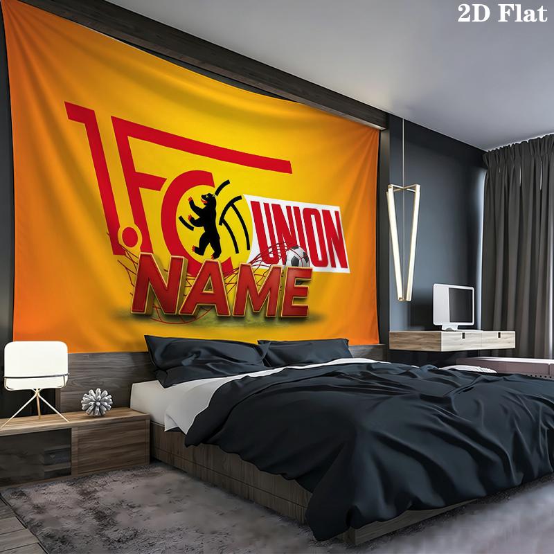 Custom Name,FC Union Berlin Wall tapestry, aesthetic printed fabric blanket, suitable for bedroom, living room, and home decor.