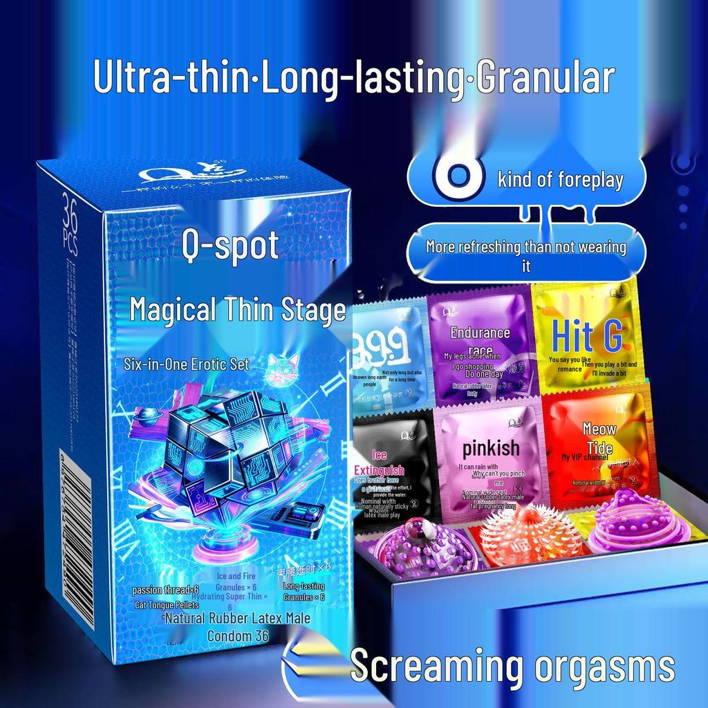 Ultra-Thin Large Particle Clitoral Stimulation Condoms - Long-Lasting Wolf Teeth Design